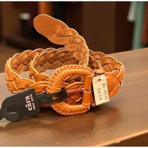 Cara NY NWT Braided Belt Women's Adjustable Tan Brown Leather Fashion 41 x 1.5"